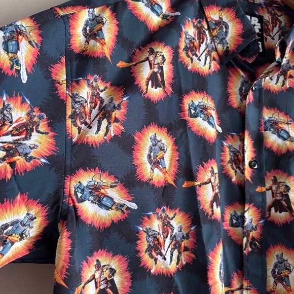 RSVLTS Star Wars A Real Mandalorian Hero Button Down Short Sleeve Shirt 2XL - Picture 3 of 5